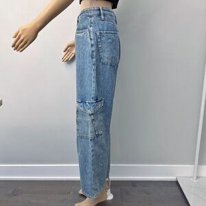 R Jeans by Reitmens Wide Leg Denim Cargo  Baggy High Rise Washed Jeans 
31 XL.